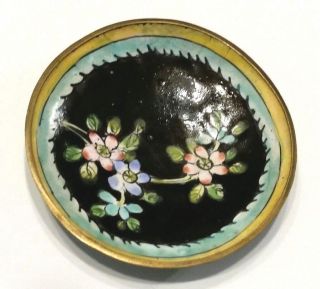 Old Chinese Bronze Brass Copper Cloisonne Enamel Flowering Tree Dish Plate Tray
