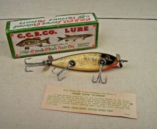 Vintage Creek Chub Injured Minnow Fishing Lure 1521 W/ Box & Ephemera