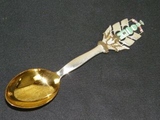 A Michelsen Denmark Sterling Silver Enamel 1930 Christmas Spoon