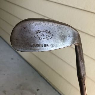 Antique Abercrombie & Fitch Co.  York Hickory Shaft Golf Club Mashie Niblick