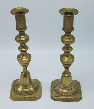 Antique Brass Candlestick Holders 8 3/4 " Tall Victorian Vintage