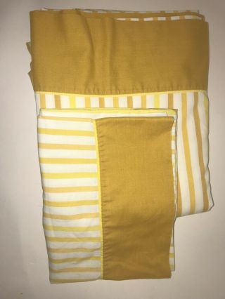 Vintage Cannon Monticello Yellow Gold Stripe Twin Flat Sheet Pillow Case 1970s