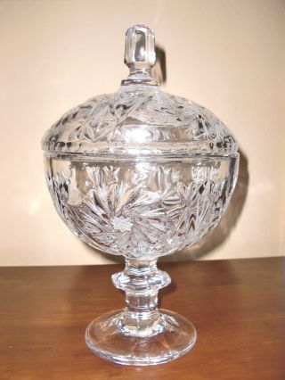 Vtg France Made Hand Cut24 Lead Crystal Pedestal Bowl Vase W/lid 11 " H