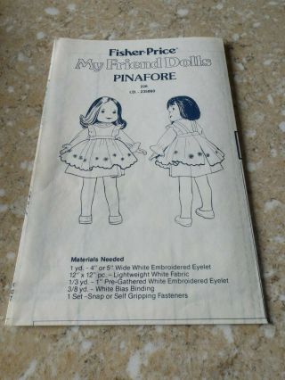 Vintage Fisher Price My Friend Dolls Sewing Pattern 226 Pinafore