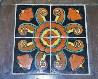Fine Antique 1930s California Art Pottery Tile Table 18 X 18 X 18 Inches