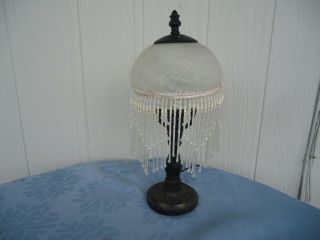 Vintage Antique Style Bedside Table Lamp Glass Tassels Beads