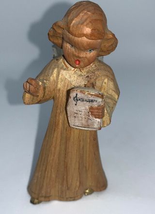 Hand Carved Antique Angel Figurine Germany Very Old Hand Painted