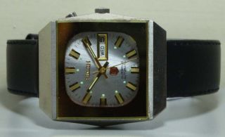 Vintage Ricoh Automatic Day Date Mens Wrist Watch R652 Old Antique Silver