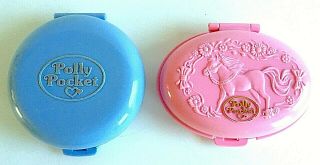 2 Vintage Bluebird Toys Polly Pocket Compacts 1989 Skating.  1995 Shetland Stable