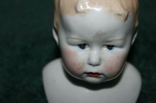 Vintage Bisque Porcelain Doll Head & Shoulders 4 1/2 " Tall