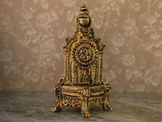 Artisan Miniature Dollhouse Vintage Brass French Mantle Clock Jeannetta Kendall 3