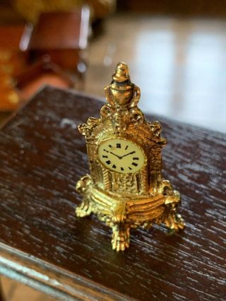 Artisan Miniature Dollhouse Vintage Brass French Mantle Clock Jeannetta Kendall 6
