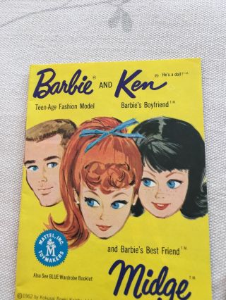 Vintage Barbie And Ken And Midge 1962 Yellow Wardrobe Booklet