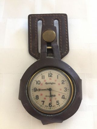 Vintage Remington Chromeglo Pocket Watch W/leather Case.