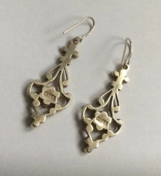 Antique circa 1930’s Art Deco Solid silver & marcasite drop earrings. 4