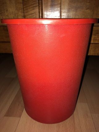 Vintage Red To Orange Trash Can Waste Basket Plastic Mod 11” X 9”