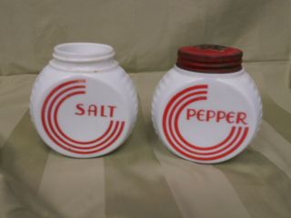 Antique Milk Glass Salt And Pepper Shakers