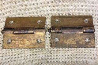2 Cabinet Door hinges interior shutter rustic copper 1 1/2 x 2” removable pin 3