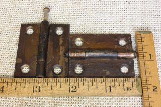 2 Cabinet Door hinges interior shutter rustic copper 1 1/2 x 2” removable pin 4