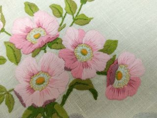 Gorgeous Pink Tea Roses Hand Embroidered Centrepiece