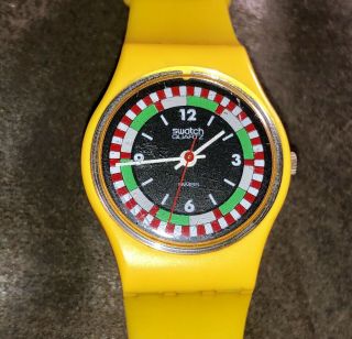 Vintage Swatch Watch 1984 Yellow Racer Lj100 Ladies Battery