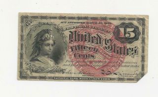 United States Fractional Currency 15 Cents Antique Money/currency