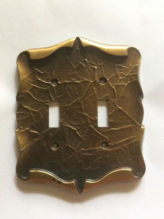 Vintage Amerock Carriage House Double Switch Plate Cover Antique Brass 1970s