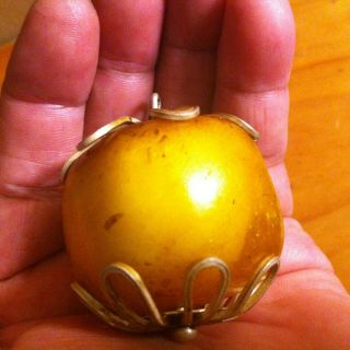 Fine Antique Natural Egg Yolk Baltic Amber Bead Pendant 6