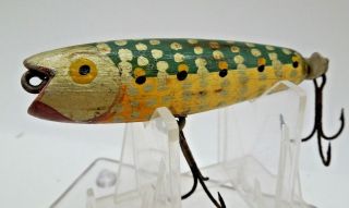Vintage Wooden Jim Pfeffer Florida Fishing Lure Great Color Unknown Model 3.  5 "