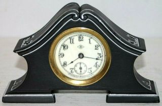 Antique 1895 Waterbury Metal Desk Clock Made For The Foundry " Benedict Mfg.  Co.  "