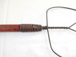 VTG Rug Carpet Beater Wooden Red Handle Twisted Wire Primitive Decor Wall Hanger 4