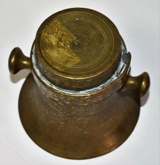 Antique Solid Brass Mortar & Pestle 1800s Apothecary Kitchen etc 7