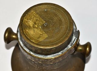 Antique Solid Brass Mortar & Pestle 1800s Apothecary Kitchen etc 8