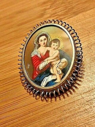 True Vision Of The Magdalene,  Pendant Or Pin Silver Antique