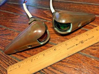 Vintage Pair Wilcox Crittenden Bronze Teardrop Running Lights Rewired Led Bulbs