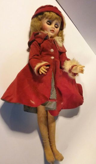 Vintage 18 Inch Hard Plastic Doll For Restoration Or Parts
