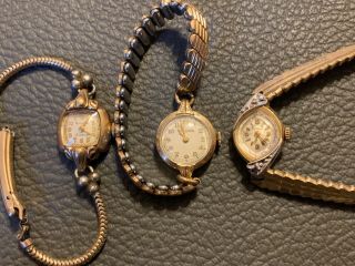3 Vintage Ladies Bulova Wrist Watches 10k Gold Filled Estate