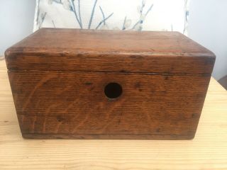 Vintage Oak Wooden Box,  Dovetail Joints - In Need Of Restoration