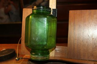Antique Green Glass Coffee Grinder Jar Bottle