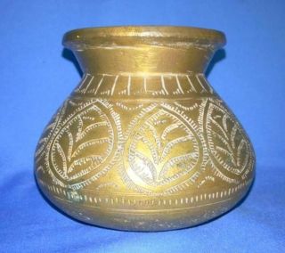 1900 ' c Antique Brass Old Hand Carved Hindu Pooja Holy Water Pot Kalash India 2