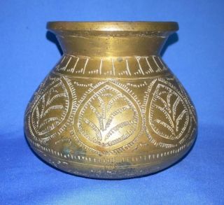 1900 ' c Antique Brass Old Hand Carved Hindu Pooja Holy Water Pot Kalash India 3