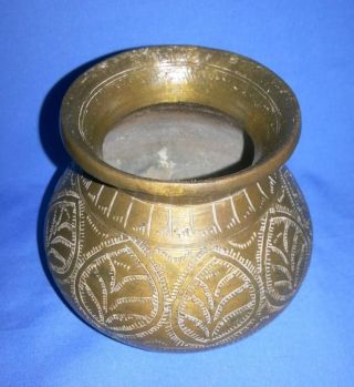 1900 ' c Antique Brass Old Hand Carved Hindu Pooja Holy Water Pot Kalash India 4