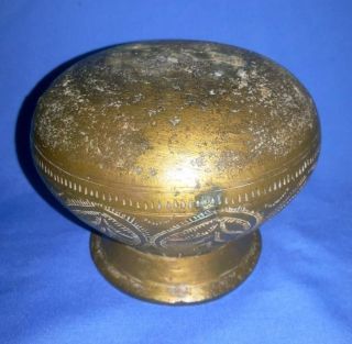 1900 ' c Antique Brass Old Hand Carved Hindu Pooja Holy Water Pot Kalash India 6