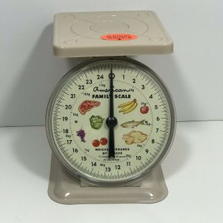 Vintage American Family Scale 25lb Kitchen Counter Utility Food Scale Beige
