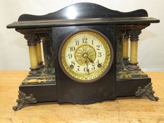 Antique Fancy Seth Thomas Adamantine Mantle Clock (a)