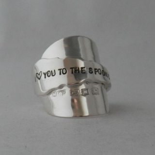 Spoon Ring Stunning Handmade Antique Sterling Silver " I Love You.  " Date 1921