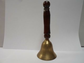 Antique Brass With Wood Handle " School " Bell