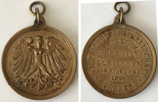 Antique Bronze Medal Charm From German Empire Nurenberg Exhibition June 1896
