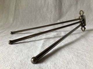 Antique French Towel Rail.  Triple Arm.  Nickel Plated Brass C1900
