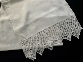 Gorgeous Antique Vintage Long White Tea Towel Crochet Lace Trim On Both Side